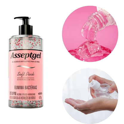 Álcool em Gel 70% Asseptgel Soft Pink 420g