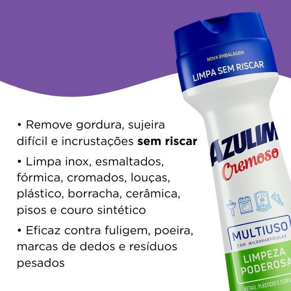 Multiuso Cremoso Azulim 300ml Limão Limpeza Poderosa
