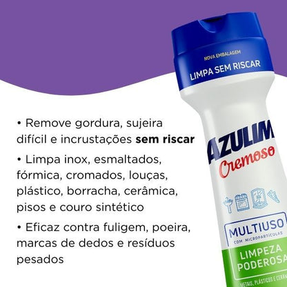 Multiuso Cremoso Azulim 300ml Limão Limpeza Poderosa
