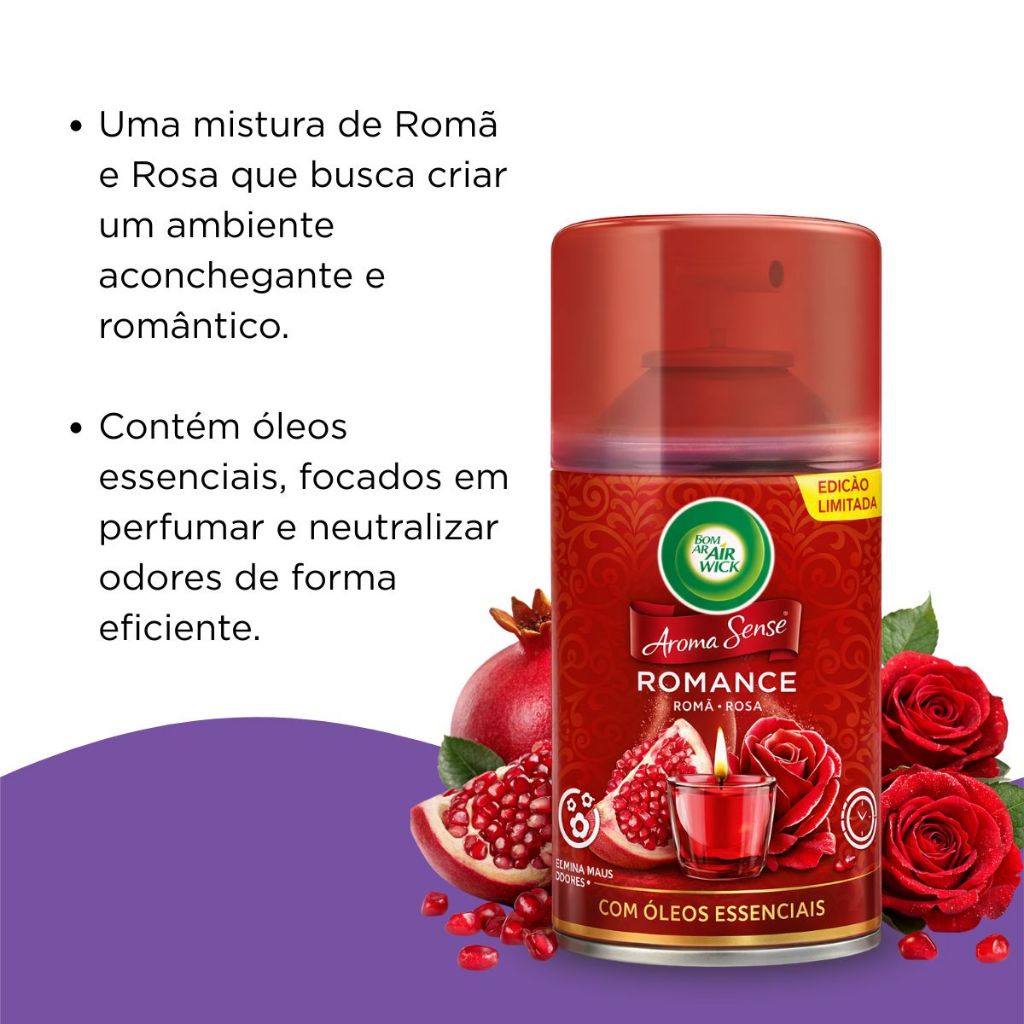 Refil Odorizador de Ambiente Bom Ar Freshmatic Aroma Sense Romance 250ml