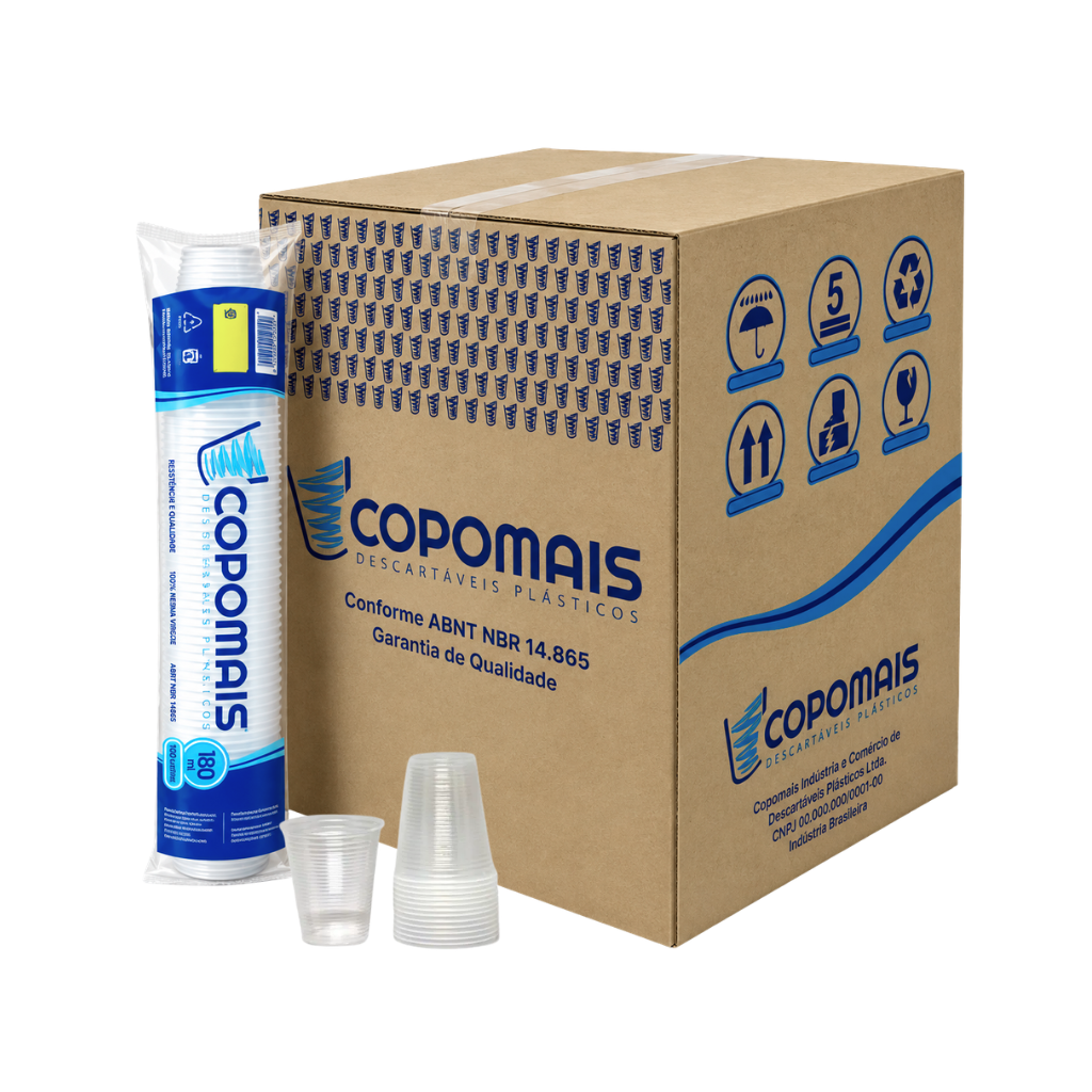 Copo P/ Água Reforçado 180ml Transparente  Descartável  2500 Uni