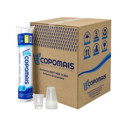 Copo P/ Água Reforçado 180ml Transparente  Descartável  2500 Uni