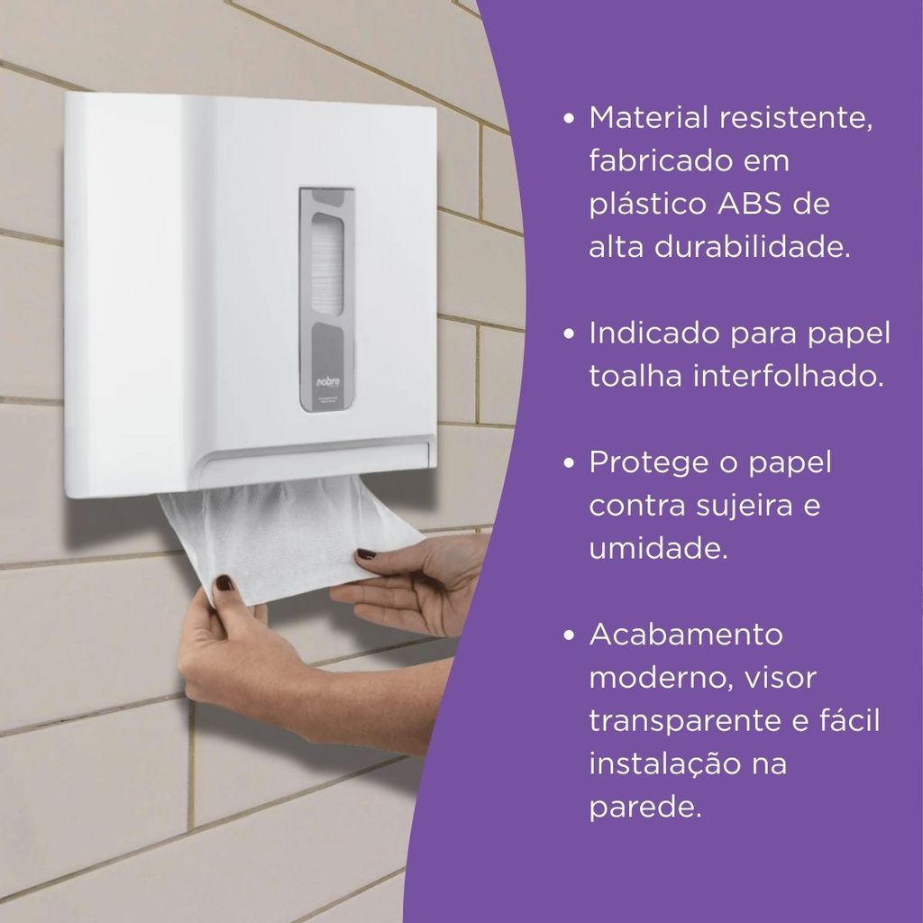 Dispenser De Papel Toalha Interfolhas P/Parede Nobre - Branco