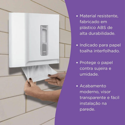 Dispenser De Papel Toalha Interfolhas P/Parede Nobre - Branco