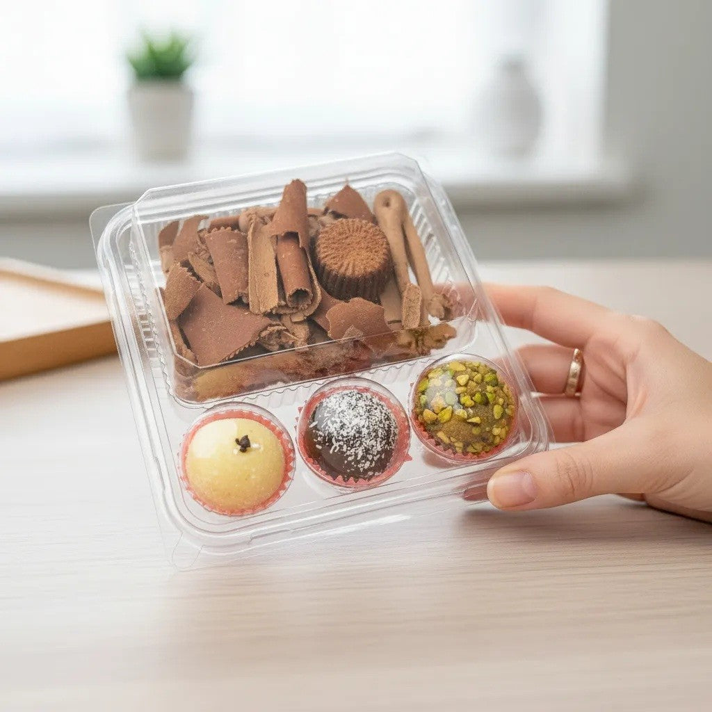 Embalagem Descartável Para 1 Fatia de Bolo e 3 Doces 100 Unid.