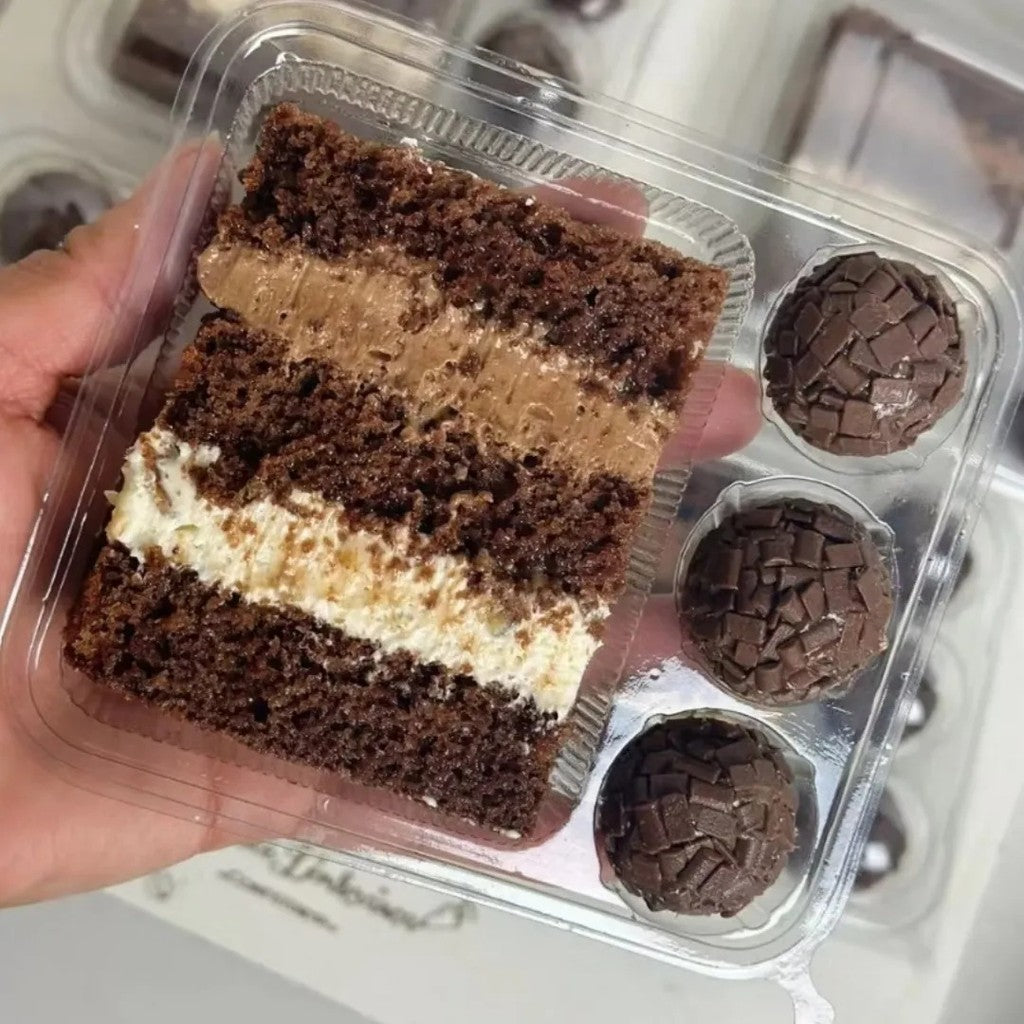 Embalagem Descartável Para 1 Fatia de Bolo e 3 Doces 100 Unid.