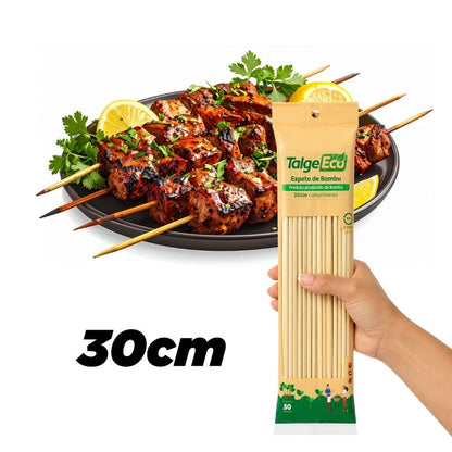 Espetos De Bambu Talge 30cm 50 Unid Para Churrasco E Festas