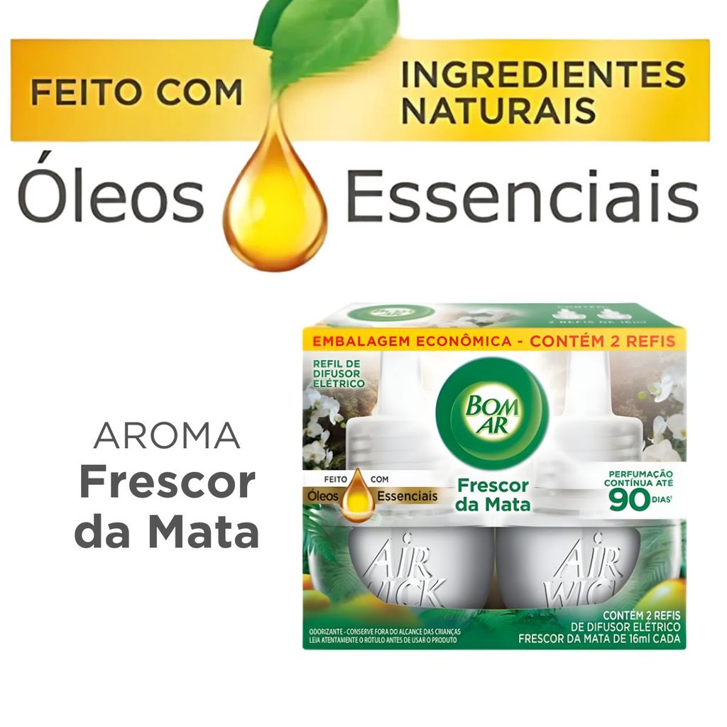 2 Refil Para Difusor Elétrico Frescor Da Mata Air Wick 16ml