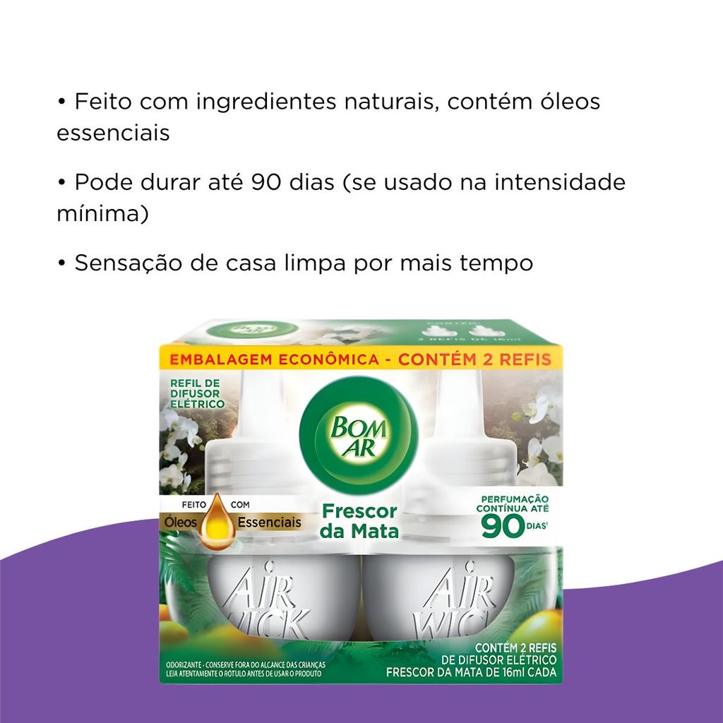 2 Refil Para Difusor Elétrico Frescor Da Mata Air Wick 16ml