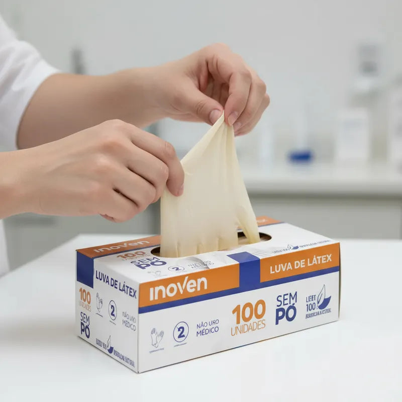 Luva Descartável 100 Unidades Látex Inoven Sem Pó - M