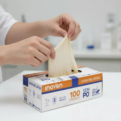 Luva Descartável 100 Unidades Látex Inoven Sem Pó - M