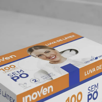Luva Descartável 100 Unidades Látex Inoven Sem Pó - M