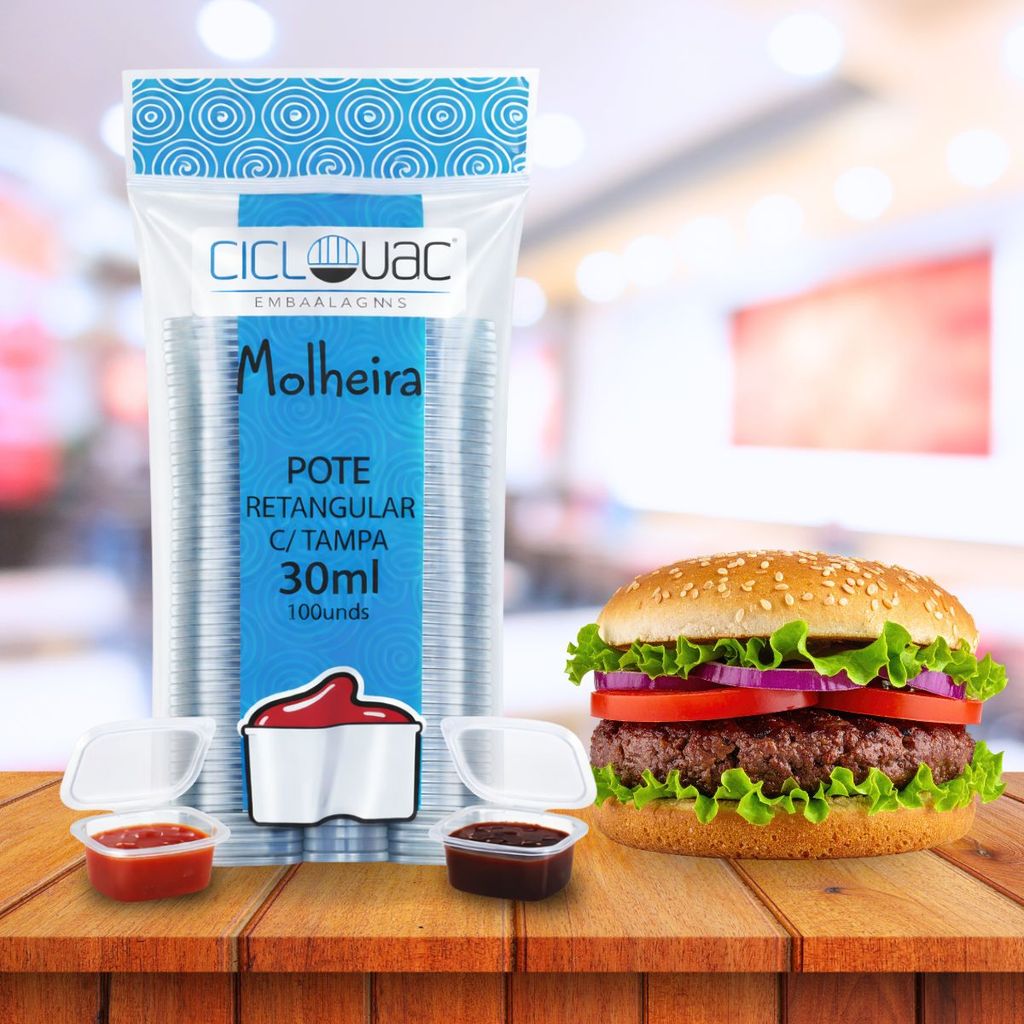 Molheira Retangular Com Tampa Descartável 30ml 100unid