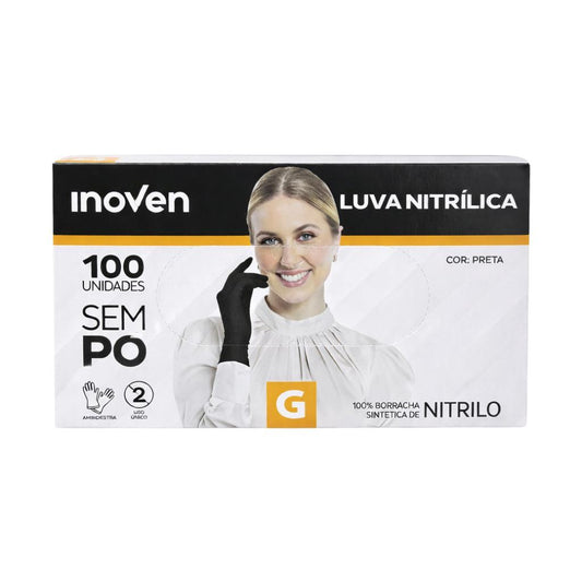 Luva Preta Nitrílica Sem Pó Inoven - G