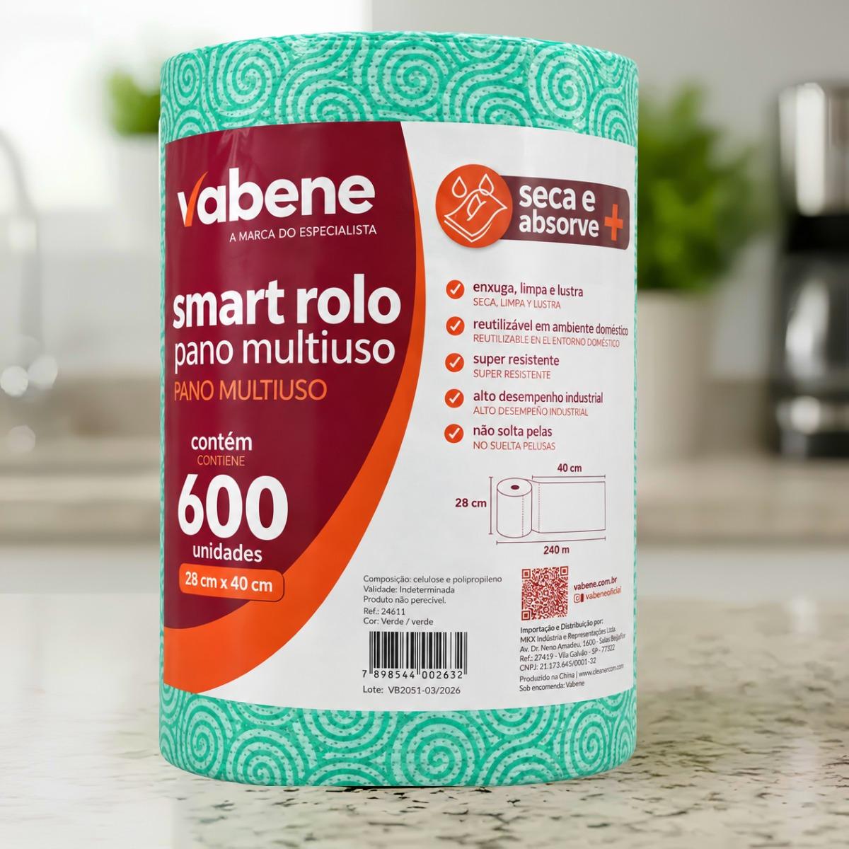 Pano De Limpeza Multiuso Smart Vabene 28x40cm  Verde 600 Panos