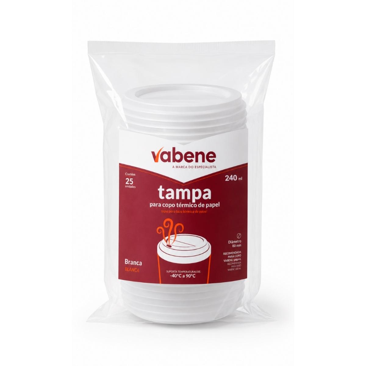 Tampa Para Copo de Papel Descartável  240ml 25 Unidades  Vabene