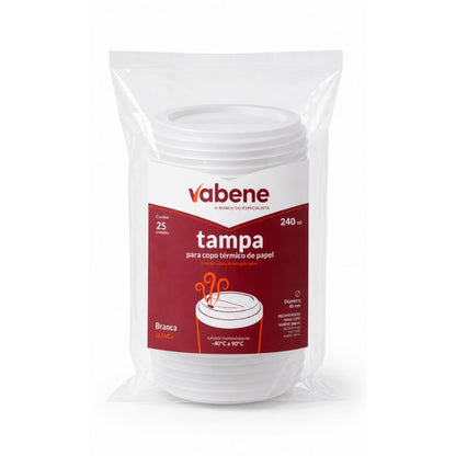 Tampa Para Copo de Papel Descartável  240ml 25 Unidades  Vabene