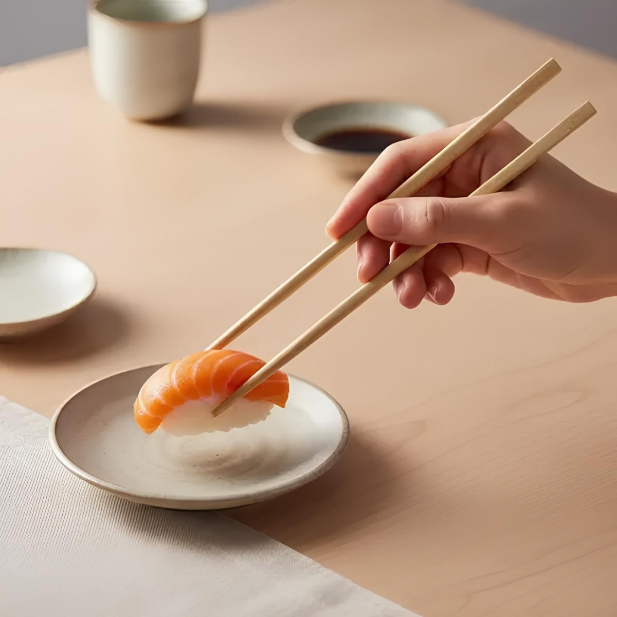100 Par Hashi Palitos Torneado De Bambu Premium Descartavel Vabene