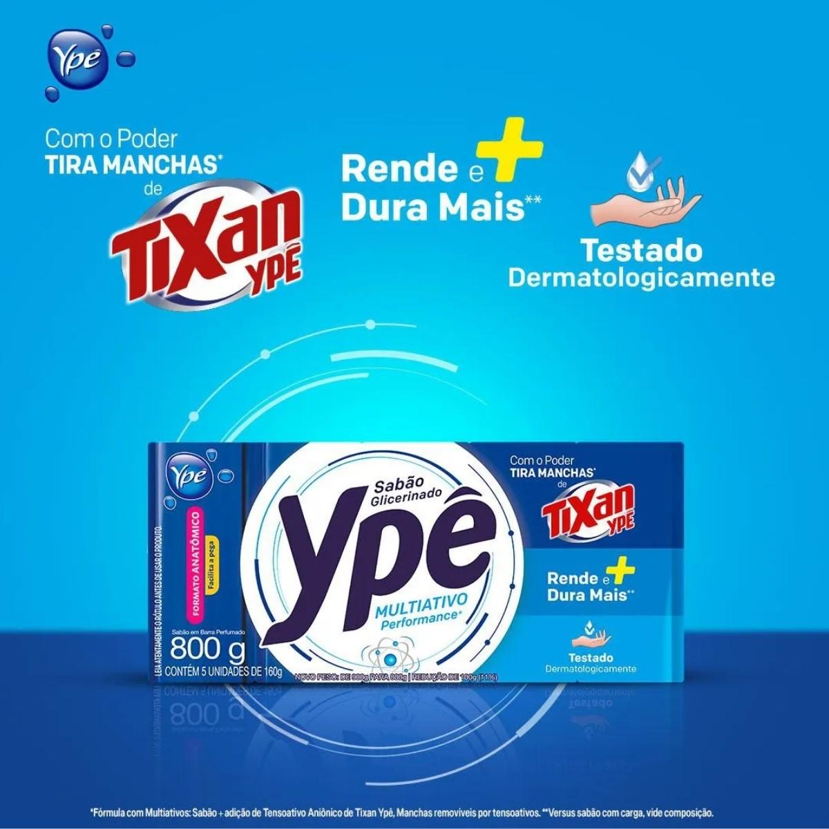 Sabão Em Barra Perfumado Ypê Multiativo 5 Unidades 800g