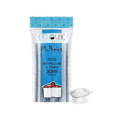 Molheira Retangular Com Tampa Descartável 30ml 100unid