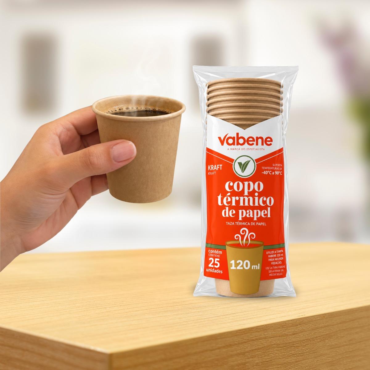 Copo Descartável Térmico de Papel Kraft 120ml 25 Unidades Vabene