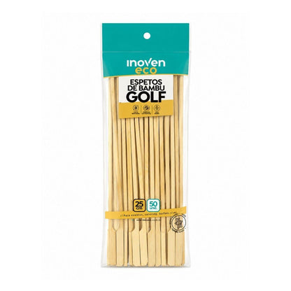 Espetos De Bambu Golf 25cm Inoven 50 Unidades Gourmet Hambúrguer