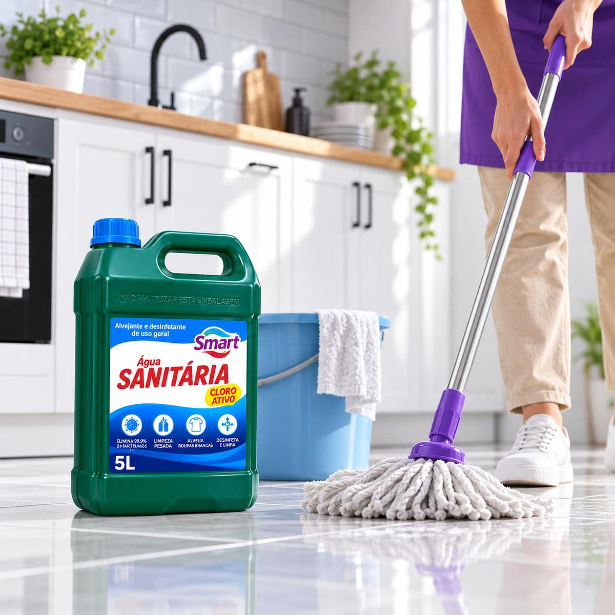 Água Sanitária 5 Litros Limpeza Pesada Desinfetante  Smart