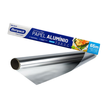 Papel Alumínio Rolo Grande 45cm X 65m Bompack