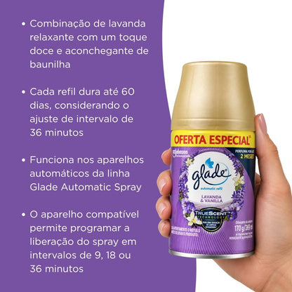 Desodorizador Automatic Refil Spray Lavanda & Baunilha 260ml Glade