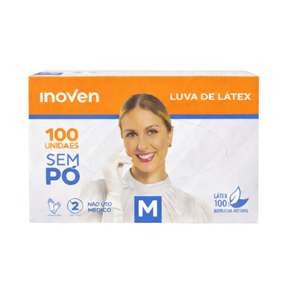Luva Descartável 100 Unidades Látex Inoven Sem Pó - M