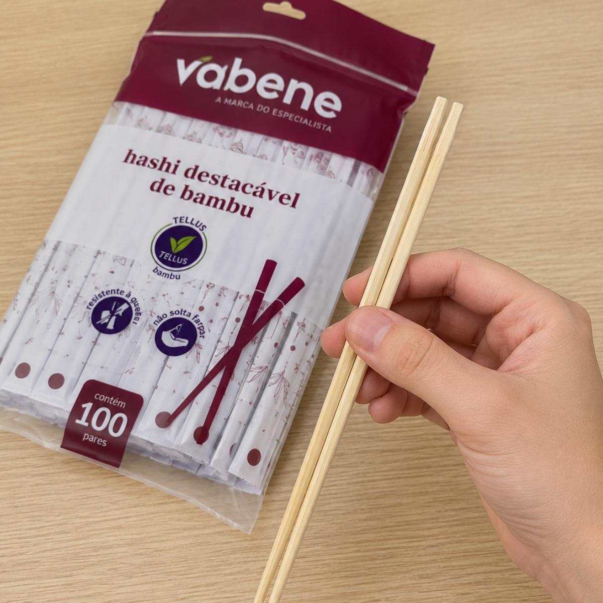 100 Par Hashi Palitos Torneado De Bambu Premium Descartavel Vabene