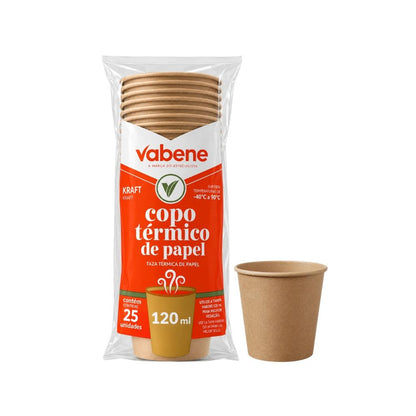 Copo Descartável Térmico de Papel Kraft 120ml 25 Unidades Vabene