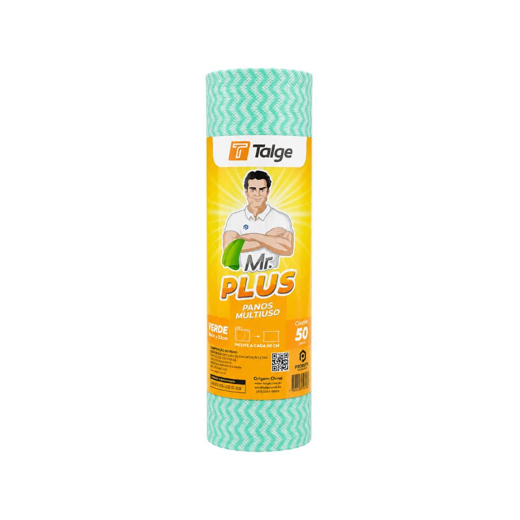 Rolo 50 Panos Multiuso Para Limpeza 30cm x 25m Verde MrPlus