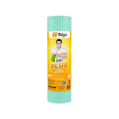 Rolo 50 Panos Multiuso Para Limpeza 30cm x 25m Verde MrPlus