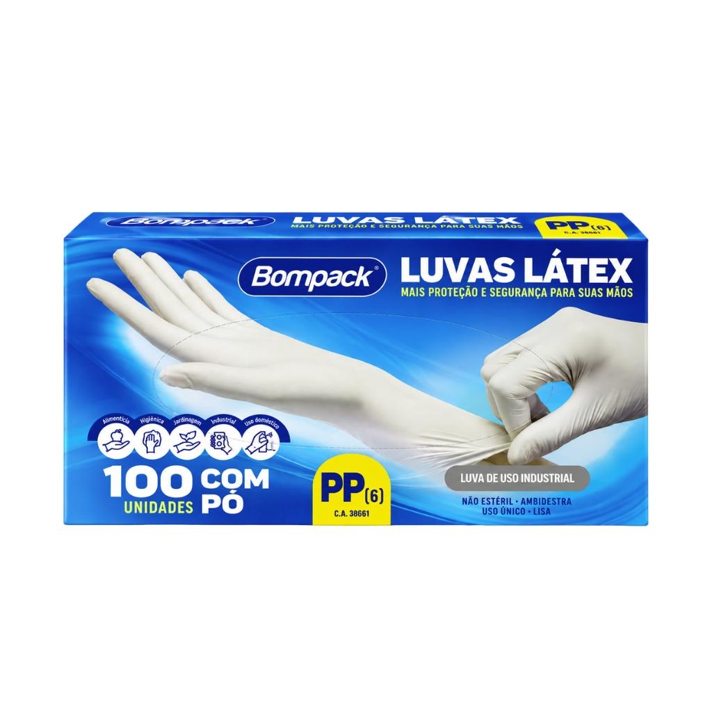 Luva Látex Com Pó Bompack  Com  100 Unidades - PP