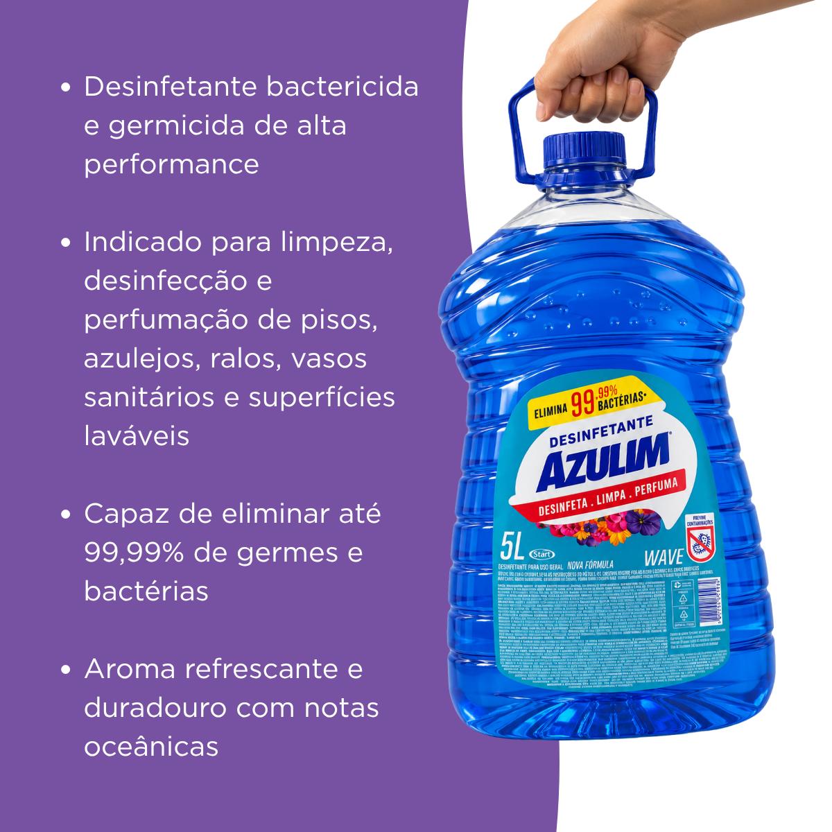 Desinfetante Multiuso Perfumado Wave Azulim 5 Litros