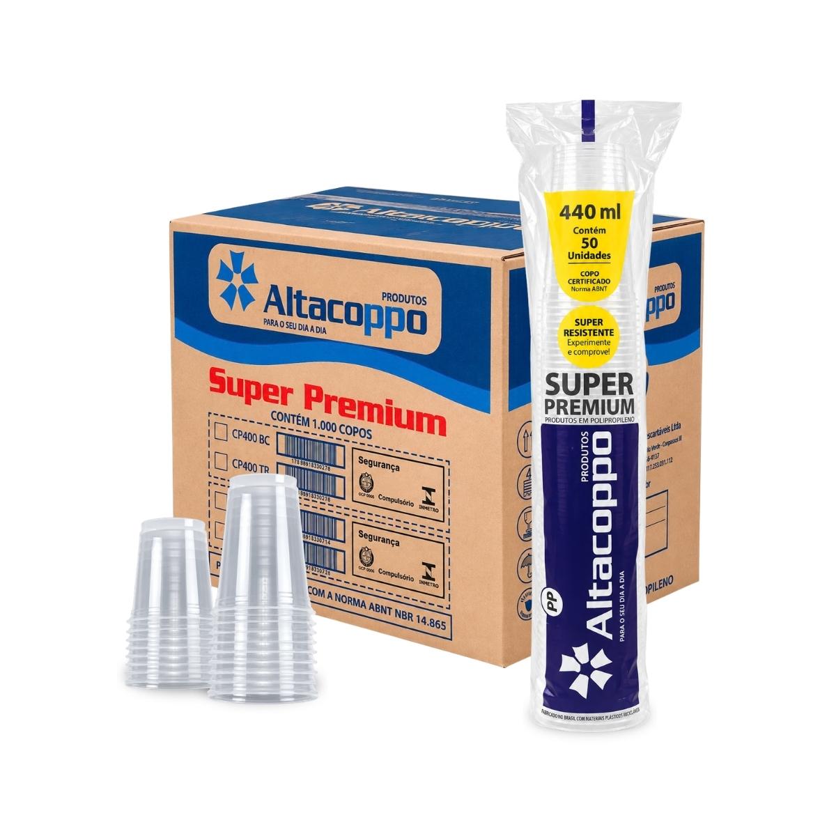 Copo Descartável 440ml Altacoppo Transp Liso 20x50 1000 Unid