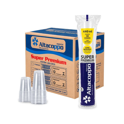 Copo Descartável 440ml Altacoppo Transp Liso 20x50 1000 Unid