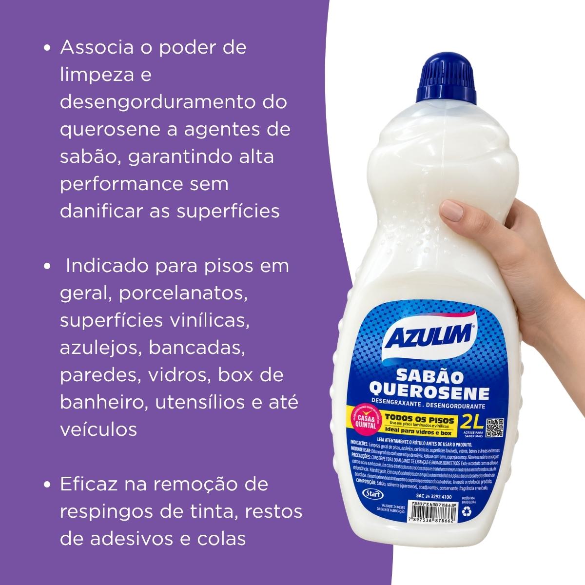 Sabão Querosene 2L Azulim Liquido Original Start  Box Vidros
