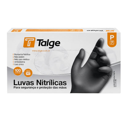Luva Nitrílica Preta Sem Pó Talge Tamanho P