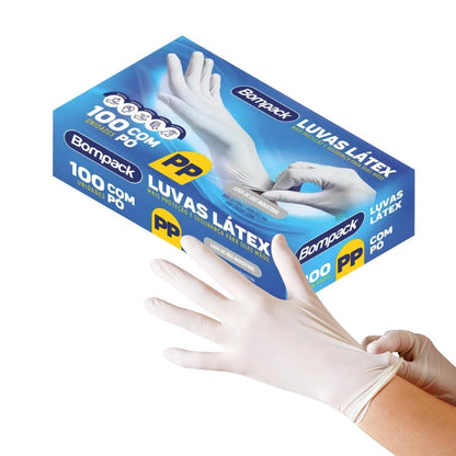 Luva Látex Com Pó Bompack  Com  100 Unidades - PP