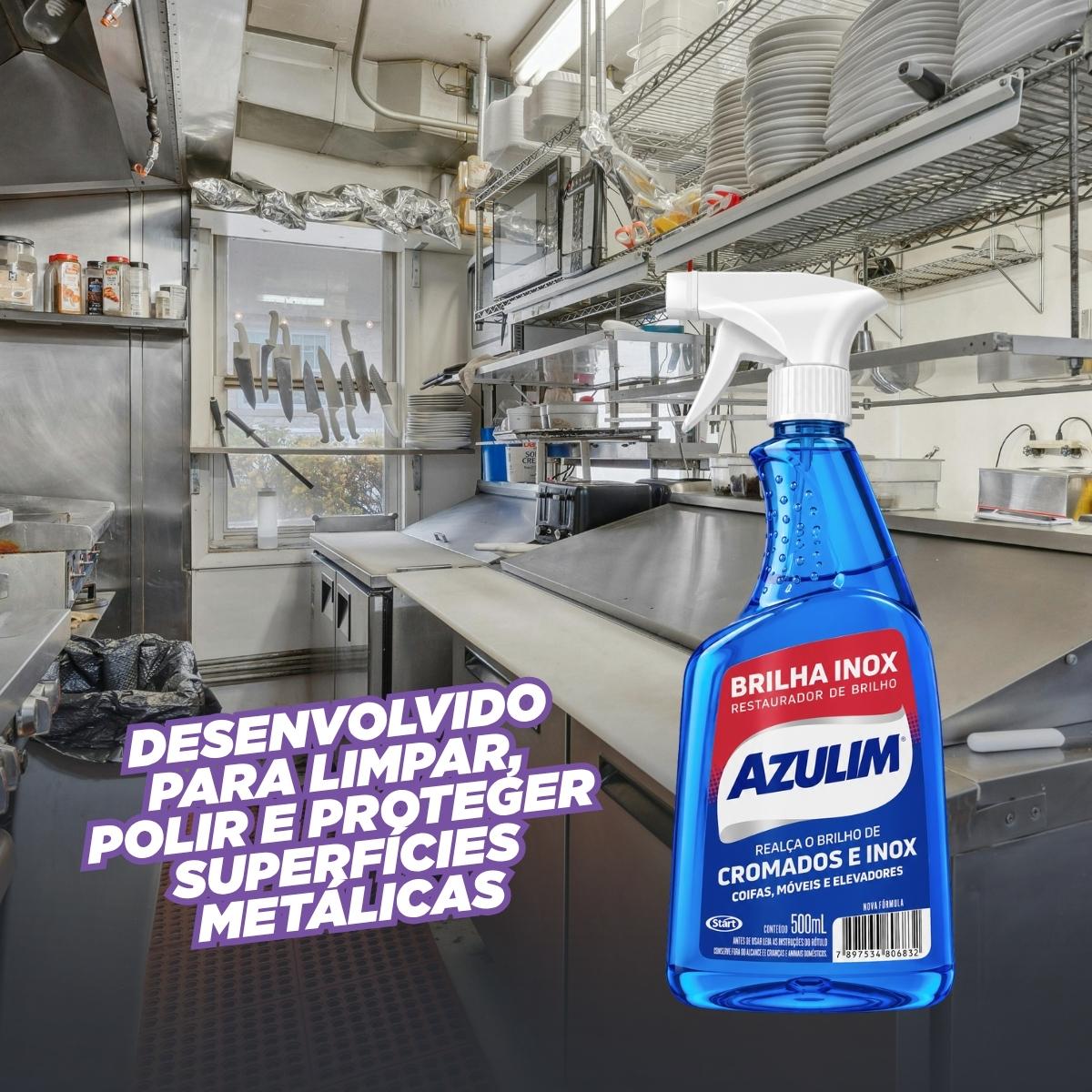 Brilha Inox Restaurador De Brilho Spray 500ml Azulim