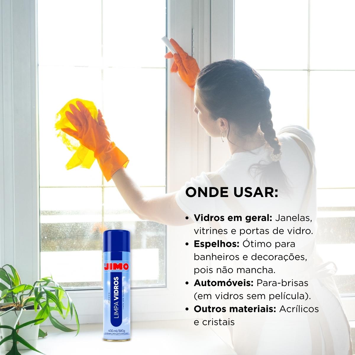 Limpa Vidros Spray 400ml Limpeza Profissional Jimo