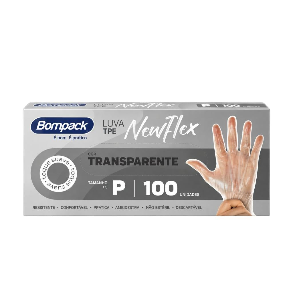 Luva Vinilflex Tpe Descartáveis Newflex  Bompack  - P