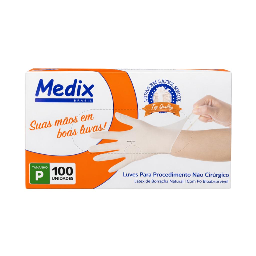 Luvas Látex Descartáveis Com Pó Médix 100 Unidades - P
