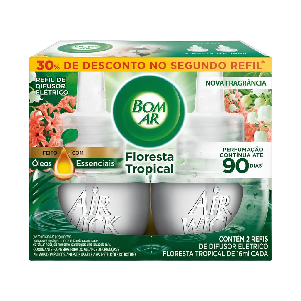 2 Refil Para Difusor Elétrico Floresta Tropical 16ml Bom Ar