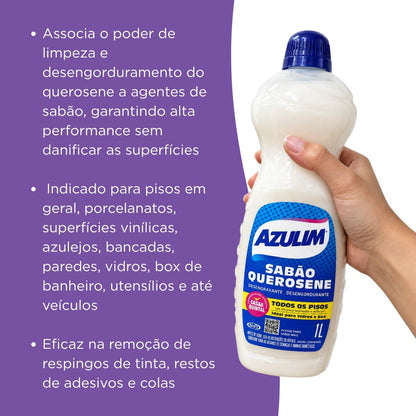 Sabão Querosene 1L Azulim Liquido Original Start  Box Vidros