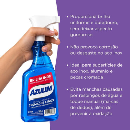 Brilha Inox Restaurador De Brilho Spray 500ml Azulim