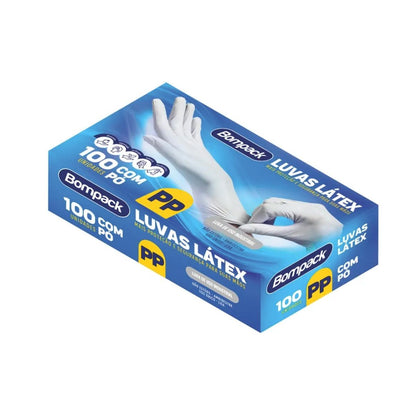 Luva Látex Com Pó Bompack  Com  100 Unidades - PP