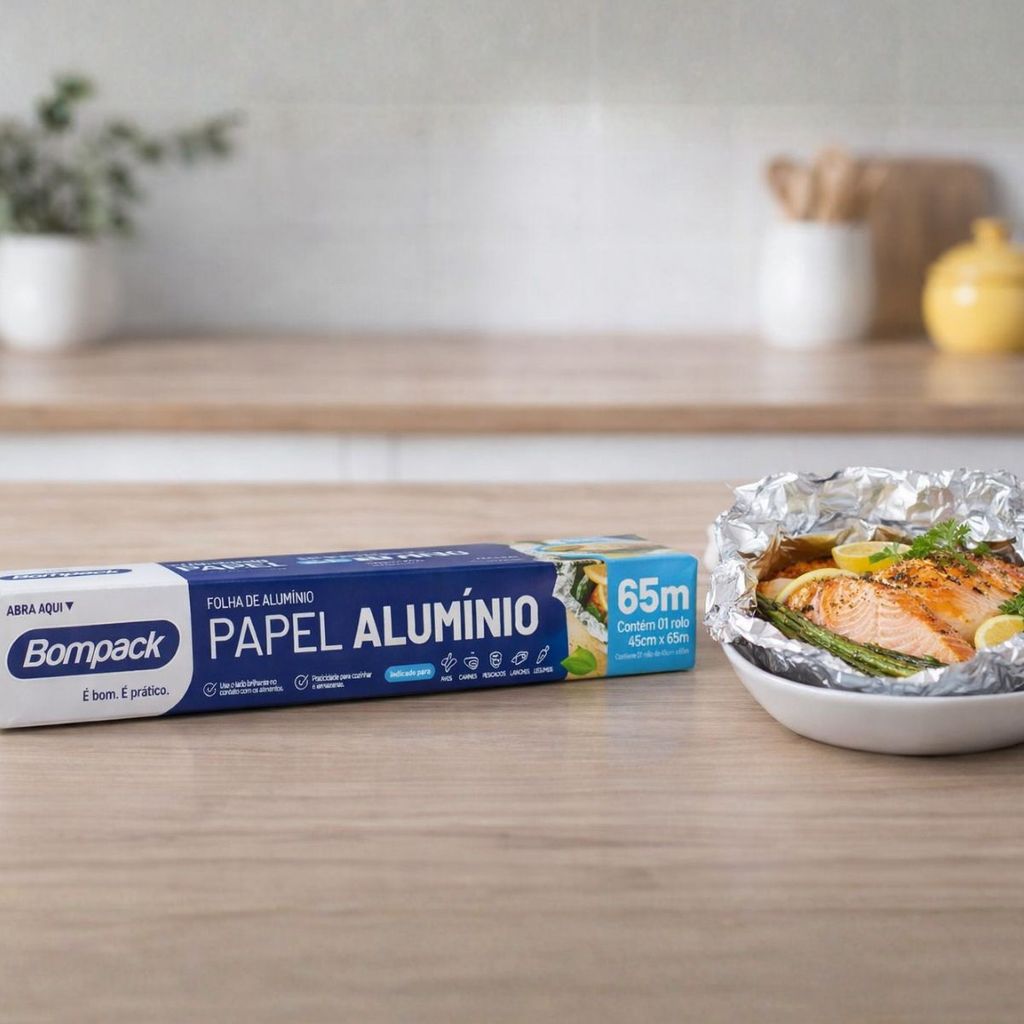 Papel Alumínio Rolo Grande 45cm X 65m Bompack